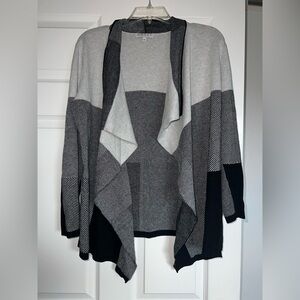 Chaus Black and Gray Colorblock Cardigan